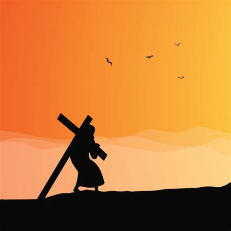 Jesus Christ Carrying The Cross Silhouettes Illustrations Royalty Free