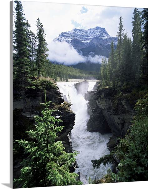 Athabasca Falls And Mount Kerkeslin Jasper National Park Alberta