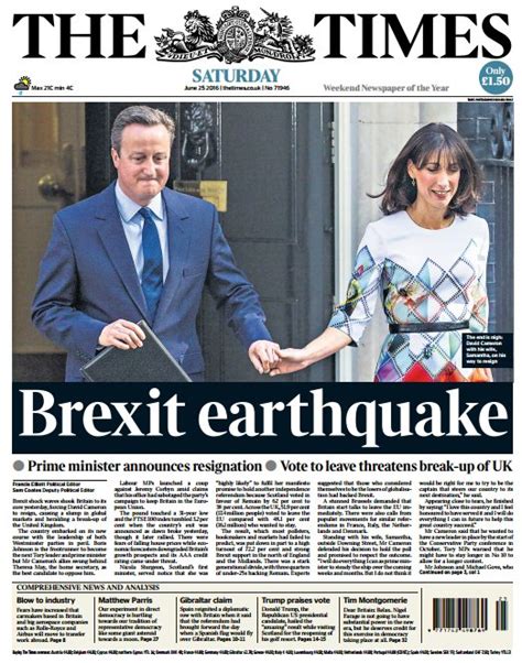 The Times Front Page Brexit Earthquake Skypapers Sky News Scoopnest