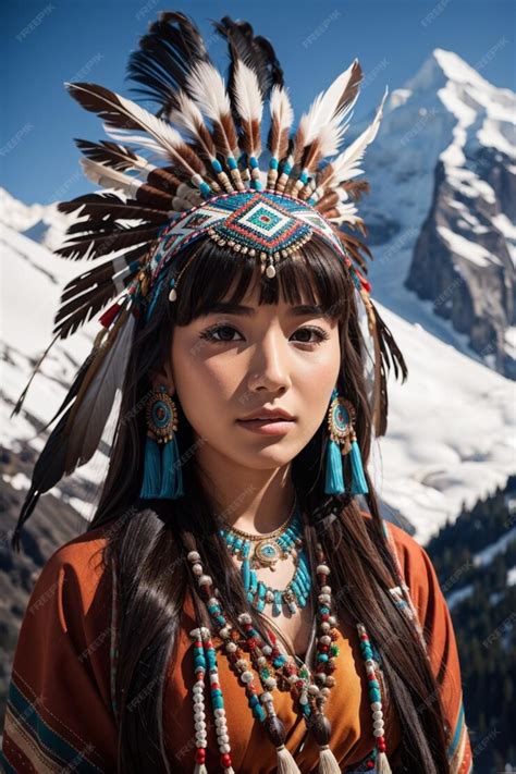 Premium Ai Image Beautiful Sexy Native American Woman In Traditional Tribal Costume