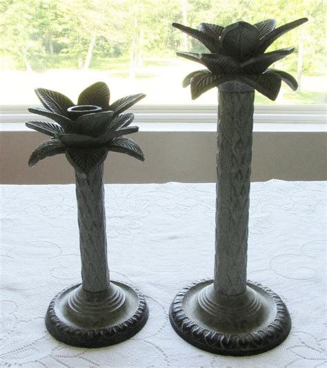 Pair Of Vintage Palm Tree Candlestick Holders Candle Holders Etsy