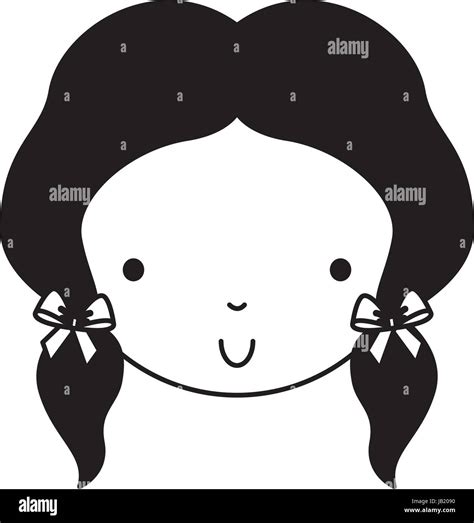 Black Icon Cute Girl Face Stock Vector Image And Art Alamy