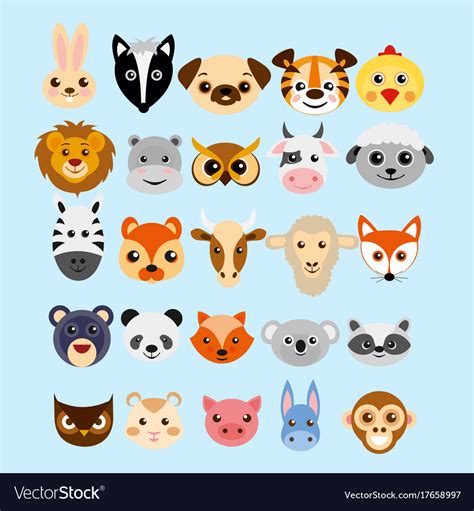 Set Of Cute Cartoon Animals Royalty Free Vector Image