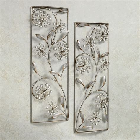 Pearlette Wall Panel Set Champagne Silver Set Of Two Silver Wall