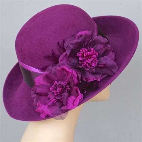 Womens Purple Felt Hat Medium Brim Hat Purple Winter Hat Etsy