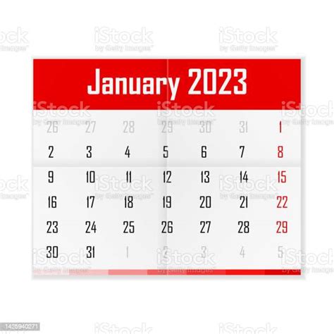 Calendar January 2023 Stock Illustration Download Image Now 2023