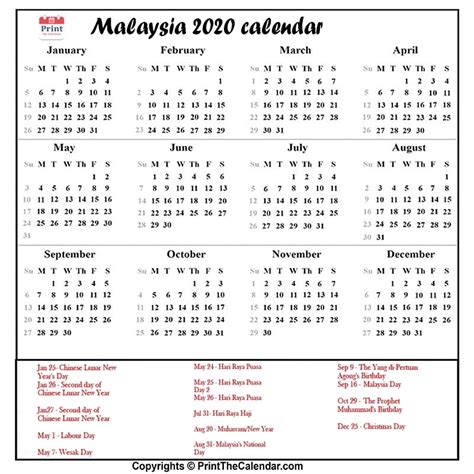 It can be quite annoying or rather dissapointing if you are in a city or country to find that most shops and official buildings we also included the religious holidays. Malaysia Holidays 2020 2020 Calendar with Malaysia Holidays
