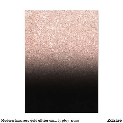 Modern faux rose gold glitter ombre black Sweet 16 Invitation | Zazzle