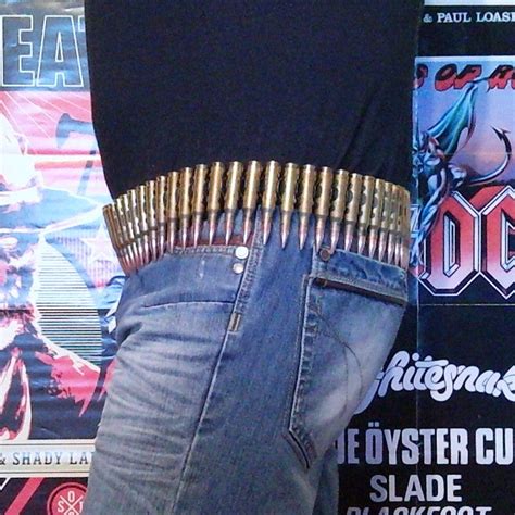 762 Copper Tipped Brass Bullet And Reversed Black Link Belt 80s Metal