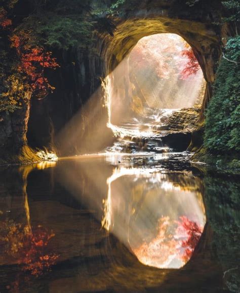kameiwa cave in chiba prefecture japan where sunlight shines through in a heart shape twice a