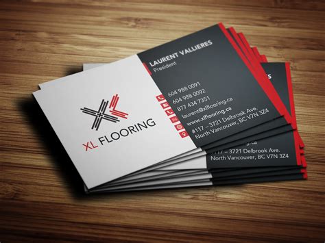 Add your company logo, photo or any other element. Business card design for XL Flooring | Solocube Creative