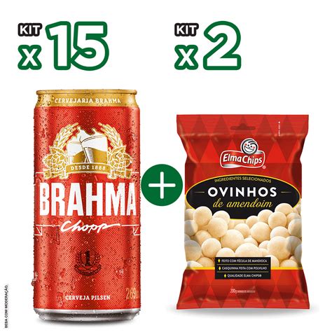 Kit 15 Cerveja Brahma Chopp Lata 269ml And 2 Ovinhos De Amendoim Elma