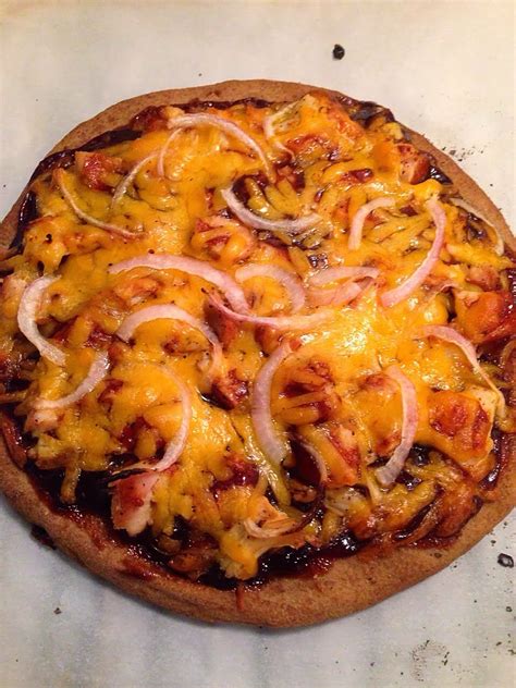 Bbq Chicken Red Onion And Cheddar Pizza On A Whole Wheat Pocketless