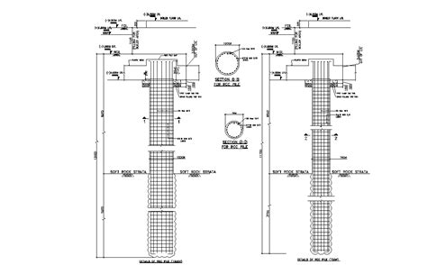 Bored Pile Layout And Section Details Autocad Drawing Dwg 335
