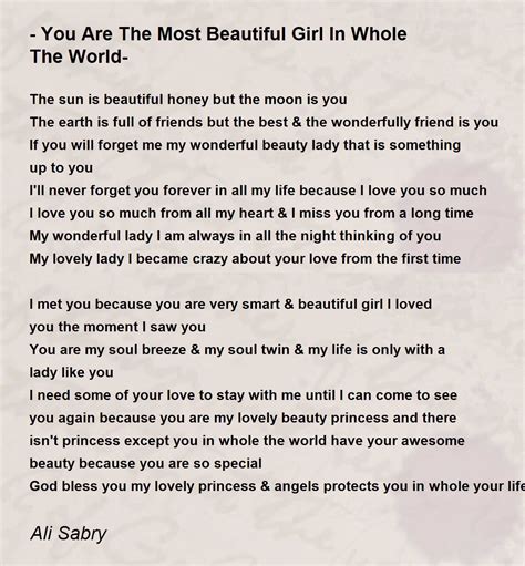 You Are The Most Beautiful Girl In Whole The World Poem By Ali Sabry