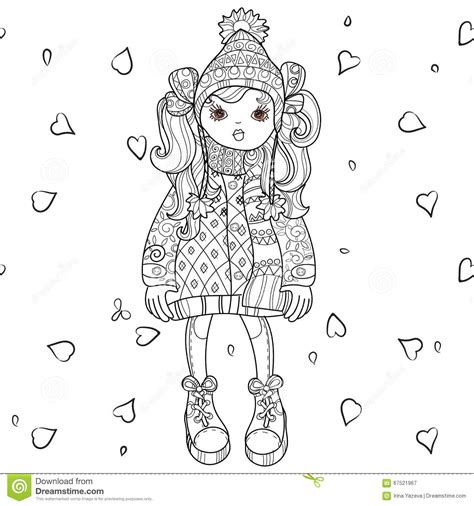Vector Cute Girl In Winter Hat Stock Vector Illustration