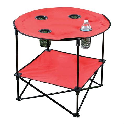 Lexi Home 2 Tier Camping Table With Carry Bag Red