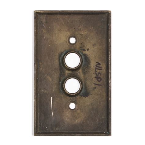 Antique Brass Push Button Light Switch Plate Cover For Sale Antiques