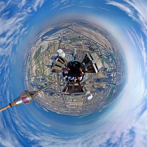 360 Panorama Looking Down At The Burj Khalifa The Worlds Tallest Building