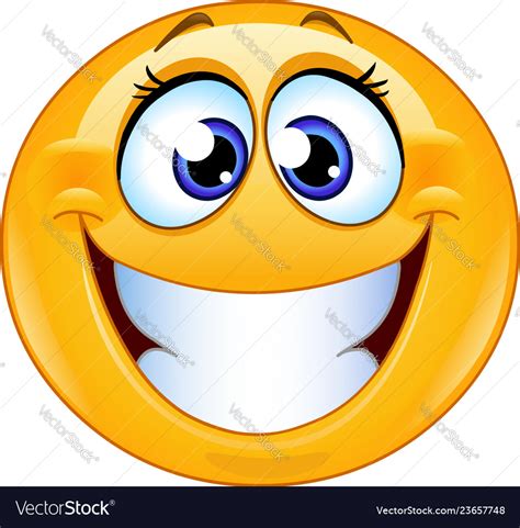 Grinning Female Emoticon Royalty Free Vector Image