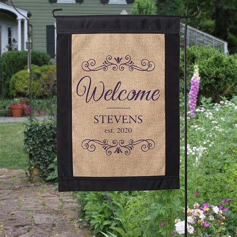 Personalized Welcome Burlap Garden Flag