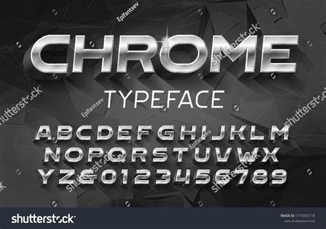 Chrome Alphabet Font 3d Metal Effect Stock Vector Royalty Free