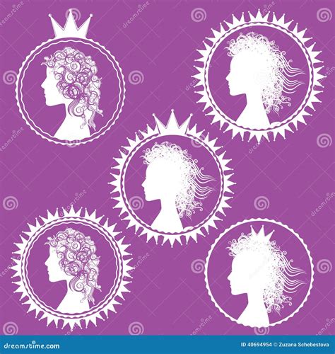 Fancy Princess Profile And Royal Symbols Illustration Stock