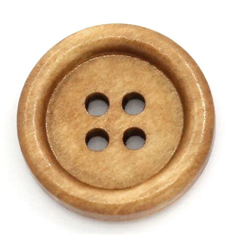 100pcs Diy Light Brown Round Wood Sewing Buttons 4 Holes Wooden