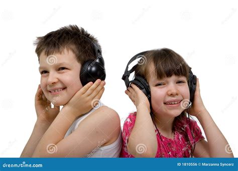 Children Listening To Music On Headphones Stock Photo Image Of Audio