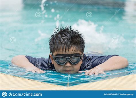 Boy Happy Swimming In A Pool Stock Image Image Of Splashing Lessons