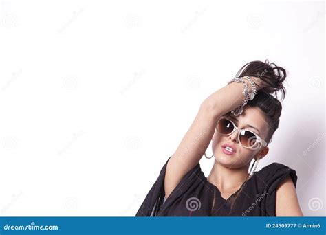Young Attractive Girl Holding Her Hair Stock Image Image Of Blowing