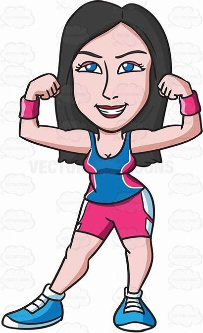 Woman Clipart Cartoon Muscles Cartoons Healthy Workout