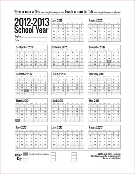 5 Year Calendar