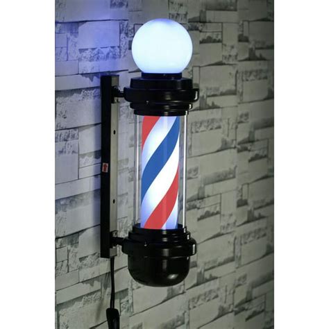 Barberpub Barber Pole Rotating Led Strips Light Metal Hair Salon Sign L018