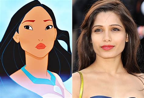 Pocahontas Freida Pinto Celebrities Who Look Like Disney Characters