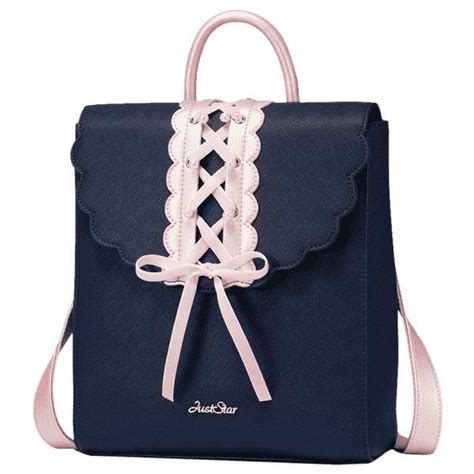 Bow Criss Cross Faux Pearl Backpack Blue 54 Liked On Polyvore