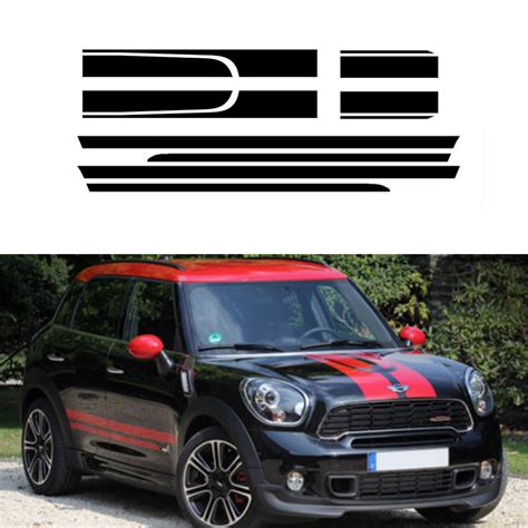 Automobile Car Dual Racing Stripes Hood Trunk Decals For Mini Cooper