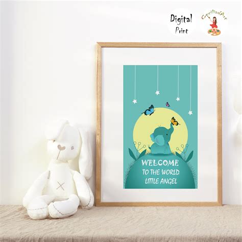 Animal New Born Illustration Print Welcome To The World Wall Etsy Uk