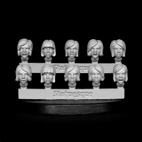 Heroic Scale Female Heads Small Angry Bobs