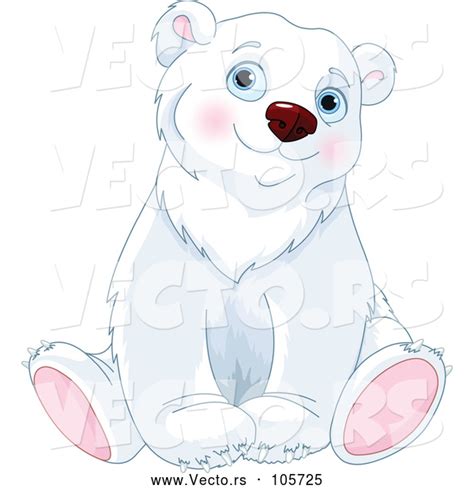Vector Of Cute Adorable Sitting Polar Bear By Pushkin 105725