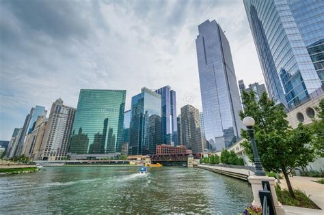 Modern Buildings Along The Chicago River In Chicago Illinois Editorial