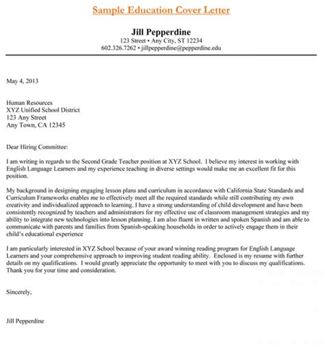 teacher cover letter examples   perfect teaching job