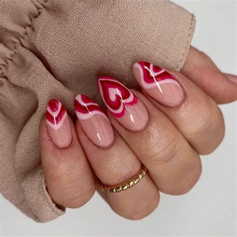 Valentines Day Nails Short Easy Hearts Glitter Nail Art Design Heart Nail