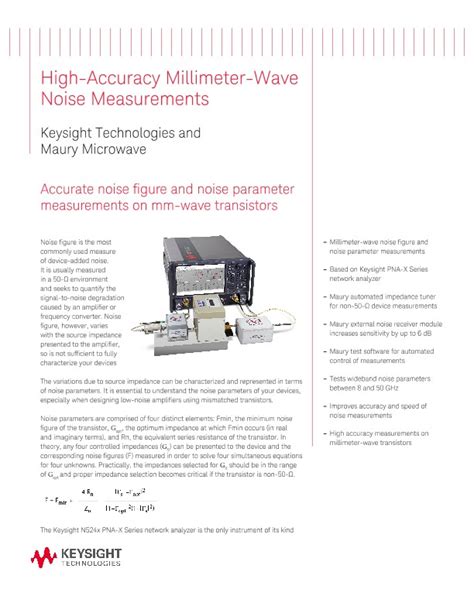 High Accuracy Millimeter Wave Noise Figure And Noise Parameter