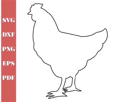 Poulet Svg Chicken Outline Svg Chicken Dxf Chicken Clipart Etsy France