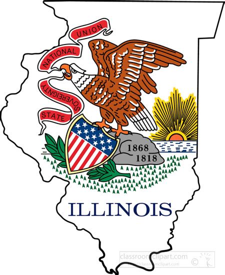 Illinois State Clipart Illinois State Map With State Flag Overlay