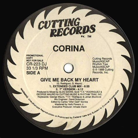 Corina Give Me Back My Heart 1988 Vinyl Discogs