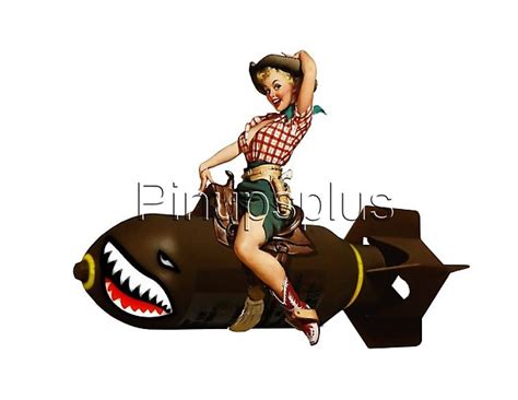 Sexy Cowgirl Pinup Girl Riding Bomb Guitar Decal On White Reverb