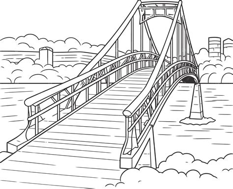 صفحات تلوين جسر قابلة للطباعة مجانًا للأطفال المتجه مخطط بسيط بسيط