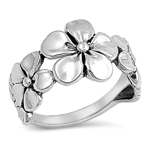 sterling silver women s plumeria ring 925 band 12mm jewelry female male unisex size 12